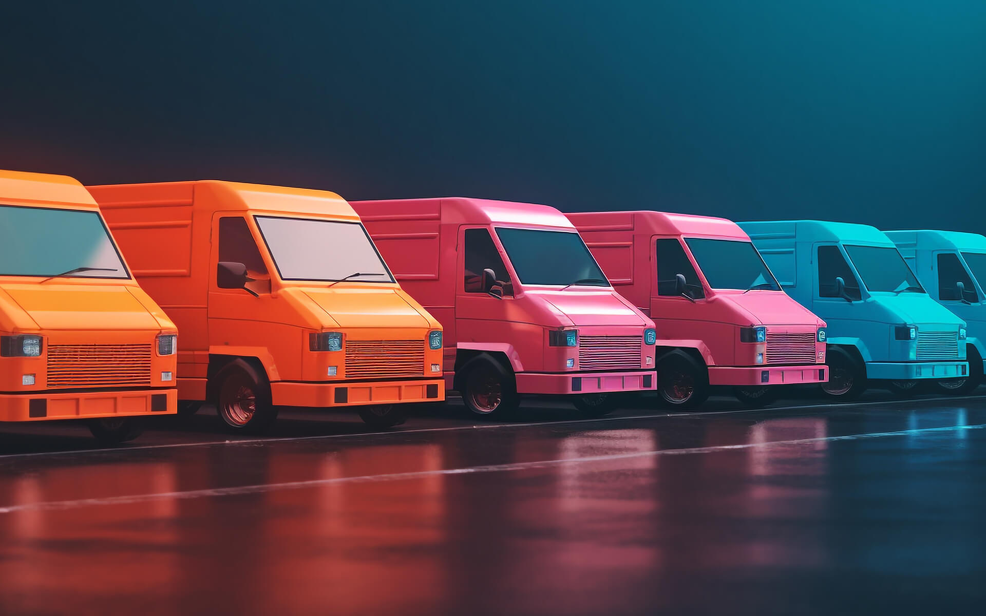 Colourful delivery vans